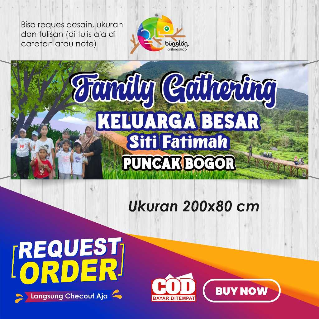 CETAK SPANDUK BANNER 200X80 CM FAMILY GATHERING CUSTOM