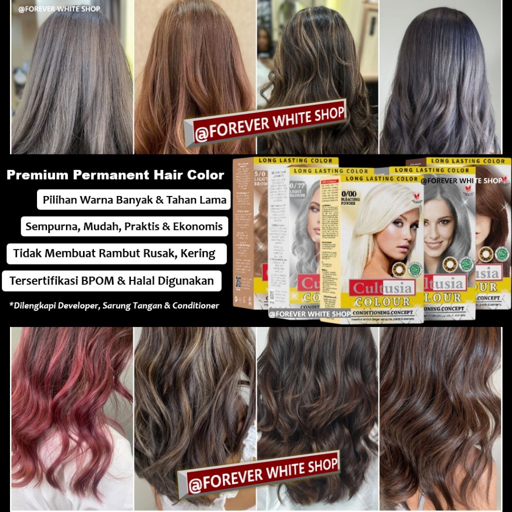 Permanent Hair Color Cultusia Cat Pewarna Rambut Permanen Halal & BPOM FWS / 30 ml Conditioner Rambu