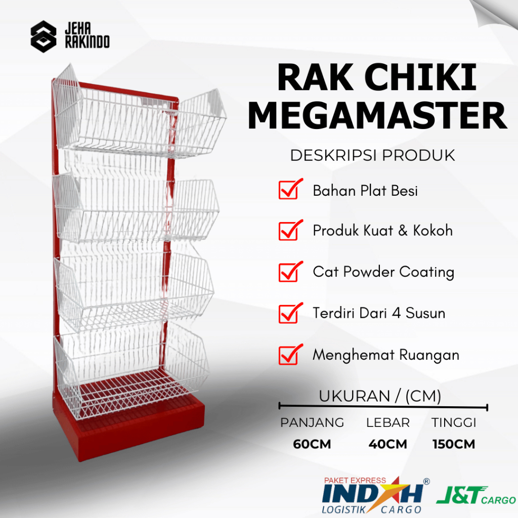 Rak Chiki / Snack Mega Master Tanpa Roda 4 Susun Super Kokoh dan Serbaguna