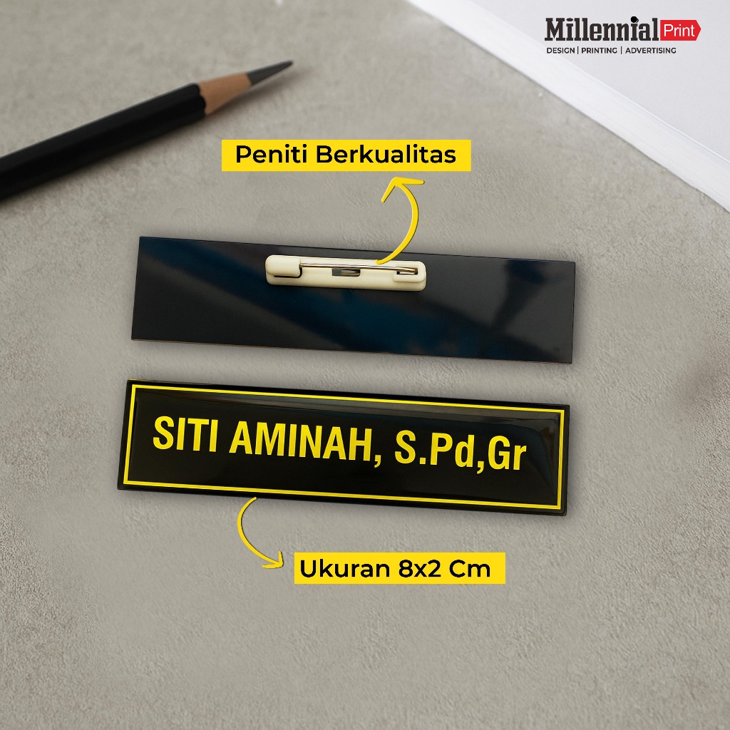 BED NAMA GOLD, PIN NAMA EMAS, PAPAN NAMA, RESIN (PENITI & MAGNET)