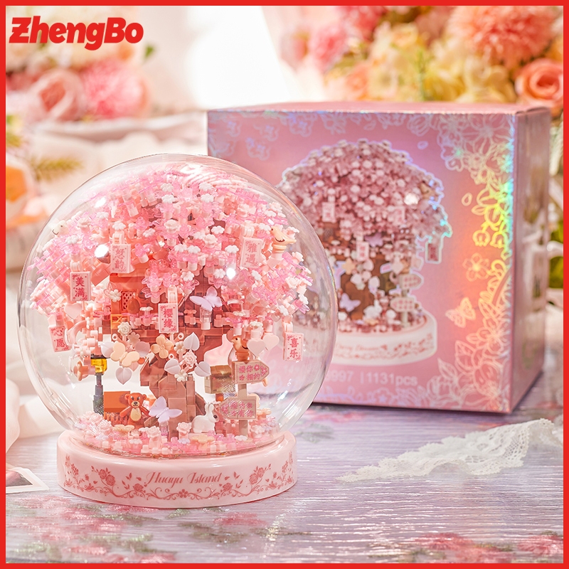 ZhengBo (Lampu) Mainan Bricks Bunga Sakura Romantis Hadiah mainan anak perempuan