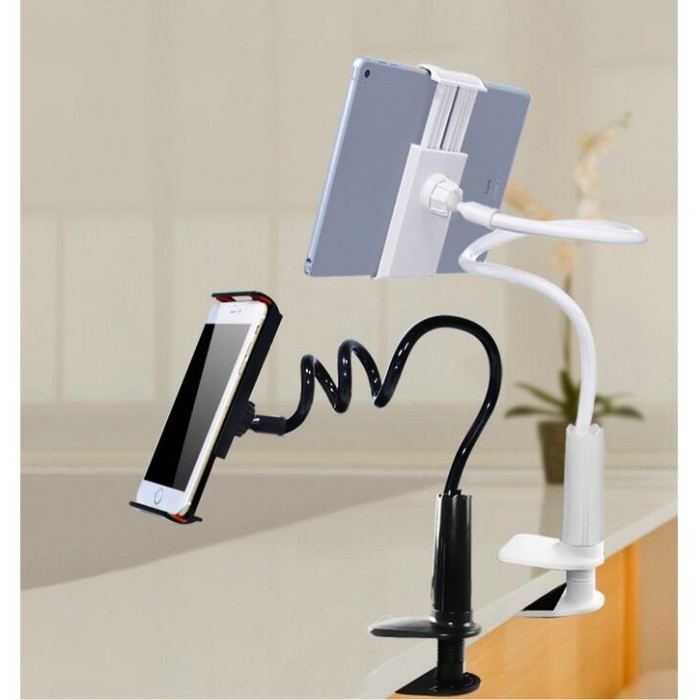 Tripod Stand Holder Lazypod Dudukan HP Handphone Tablet Jepit Meja Leher Fleksibel
