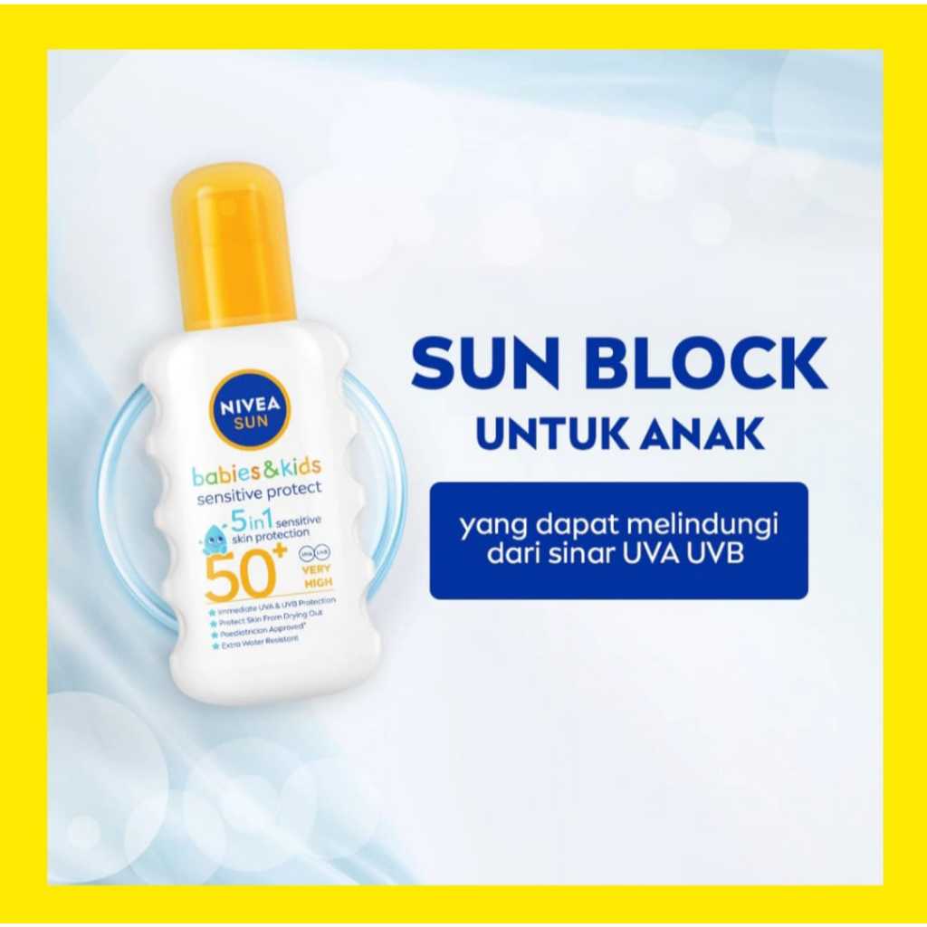 NIVEA Sun Kids Sensitive Spray SPF50 200mL / Sunscreen anak bayi kulit sensitif lotion sunblock