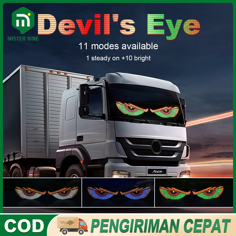 Lampu Kaca Depan Mobil Lampu Devil Eye Merk Multi Mode Layar Tampilan LED Truk Depan Belakang Kaca D