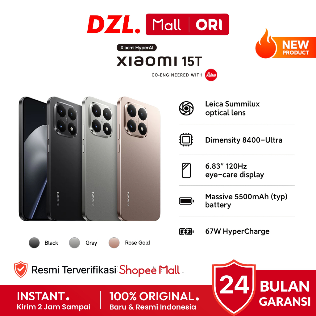 DZL - HP XIAOMI Mi 15T 12/512 GB Leica Original Resmi Official Store Handphone Ori 15 T