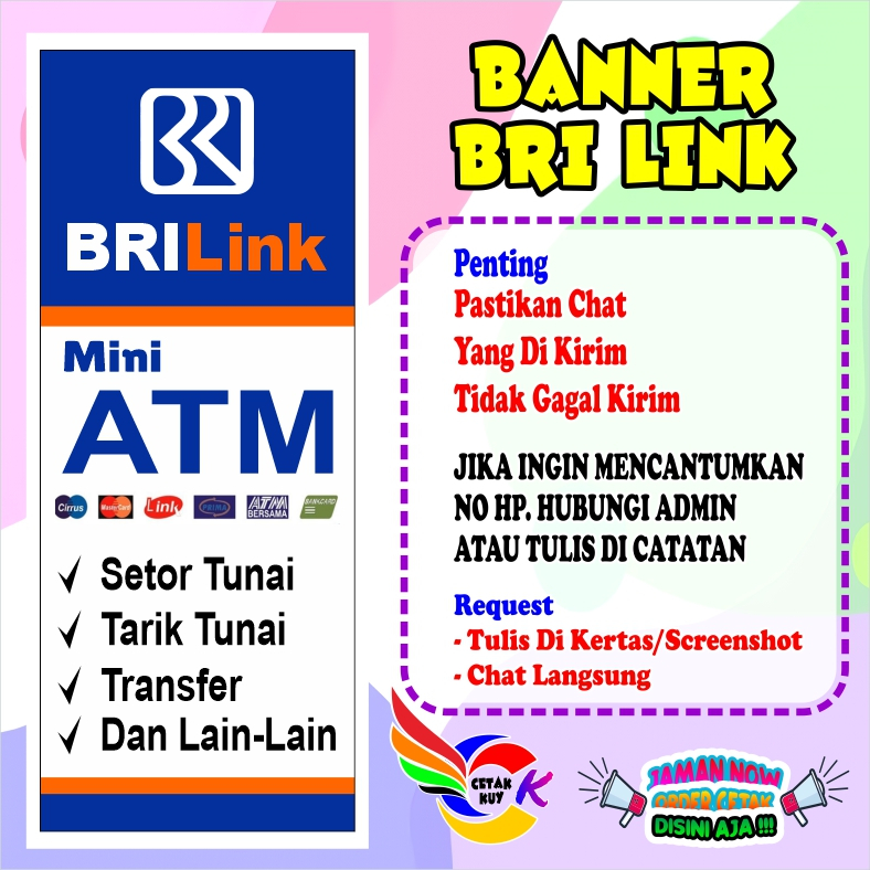 Spanduk banner Mini ATM BriLink  murah bisa custom / Banner ATM MINI BriLink Terbaru bisa COD