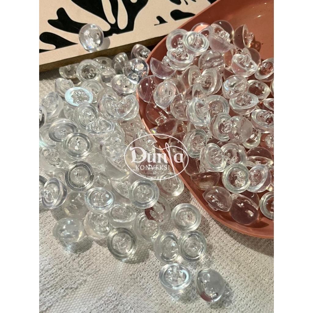 Kancing Jamur Bulat Kristal Bening Kancing Jamur Kristal 24L (15mm) per gross