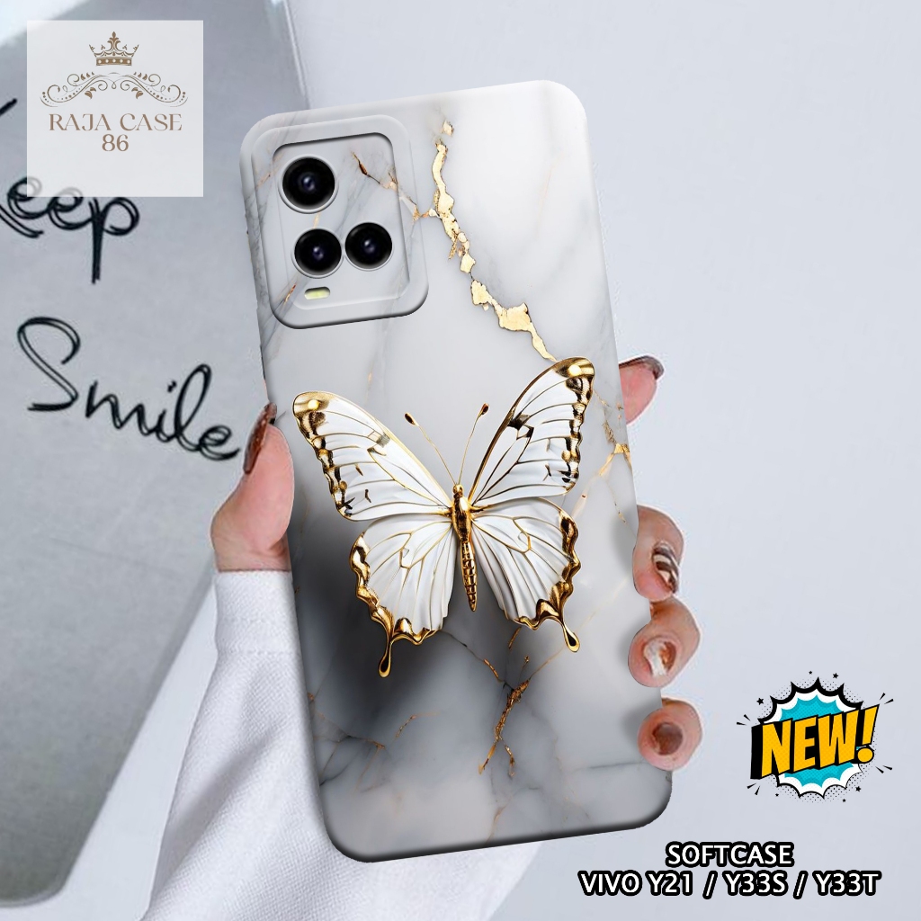 Case Vivo Y21 / Y33s / Y33t - casing Vivo Y21 - Motif case Kupu - Pelindung handphone - Vivo - Softc