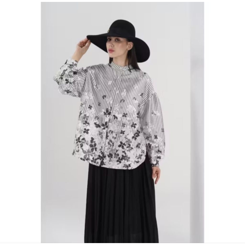 New Benang Jarum Amona Basic Shirt Grey Size M