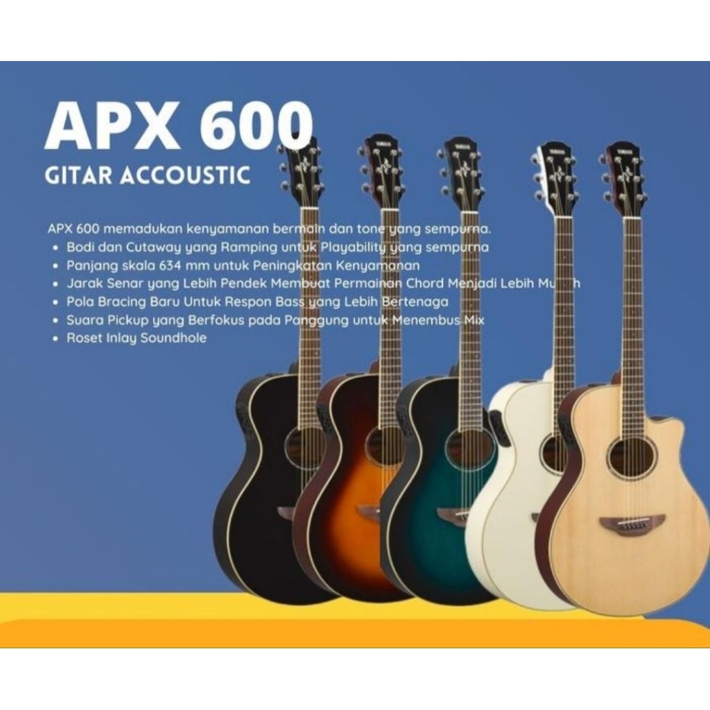 GITAR YAMAHA ORIGINAL APX600/CPX600/APX700II (FREE STRAP GITAR IMPORT KULIT ORIGINAL & PICK GITAR)