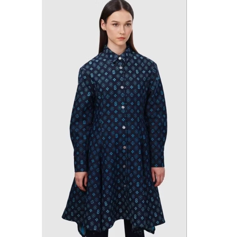 BUTTONSCRAVES MONOGRAM DENIM TUNIK - BLUE