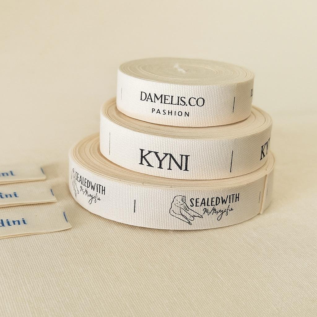 (FREE DESIGN) 100Pcs Label Katun Lembut Label piterban Label Baju Anak Label Tas label katun Import