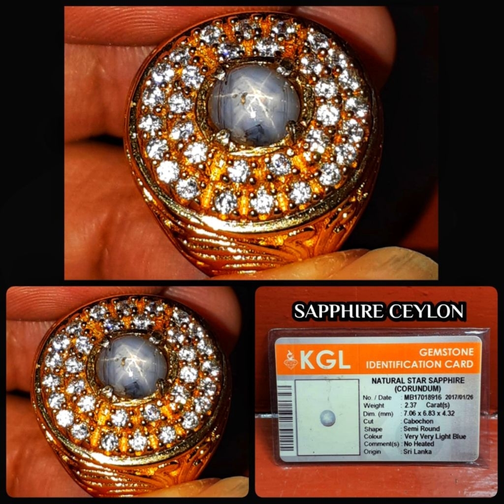 batu star sapphire Srilanka + memo kgL
