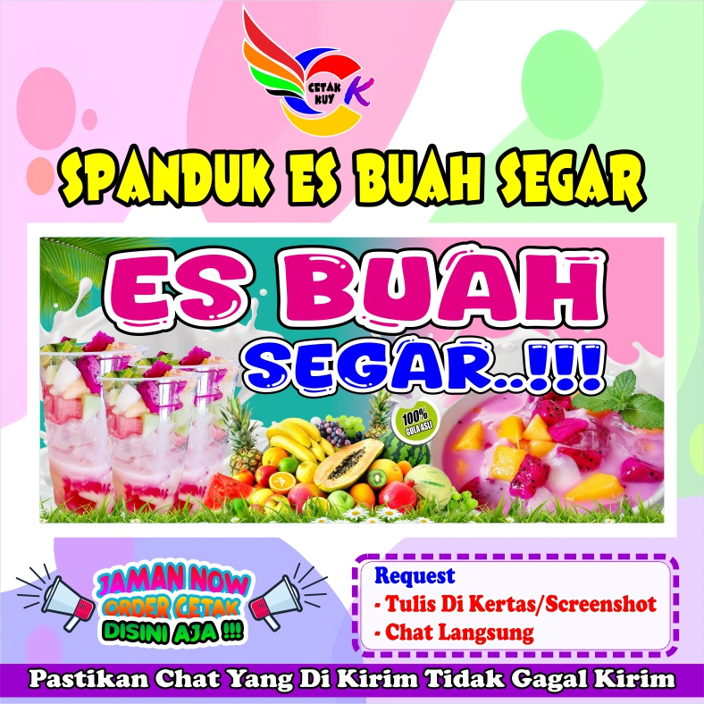 Spanduk banner Es buah segar viral murah bisa custom/ Banner es buah Terbaru bisa COD