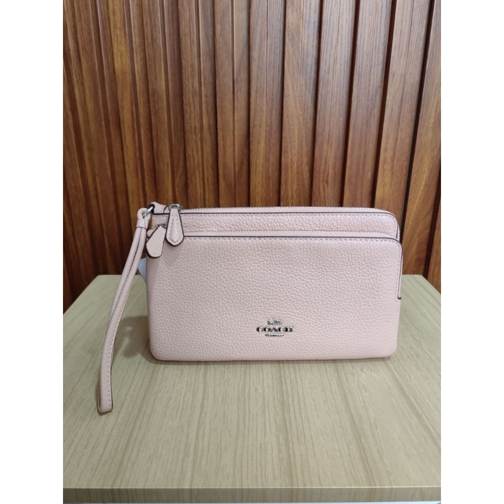 Coach Double Zipper Wallet Light Pink