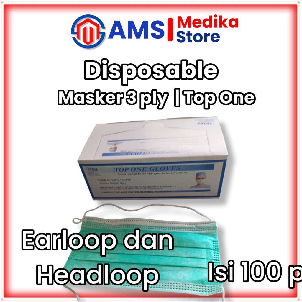 Top One 3ply Earloop Masker BFE>99%