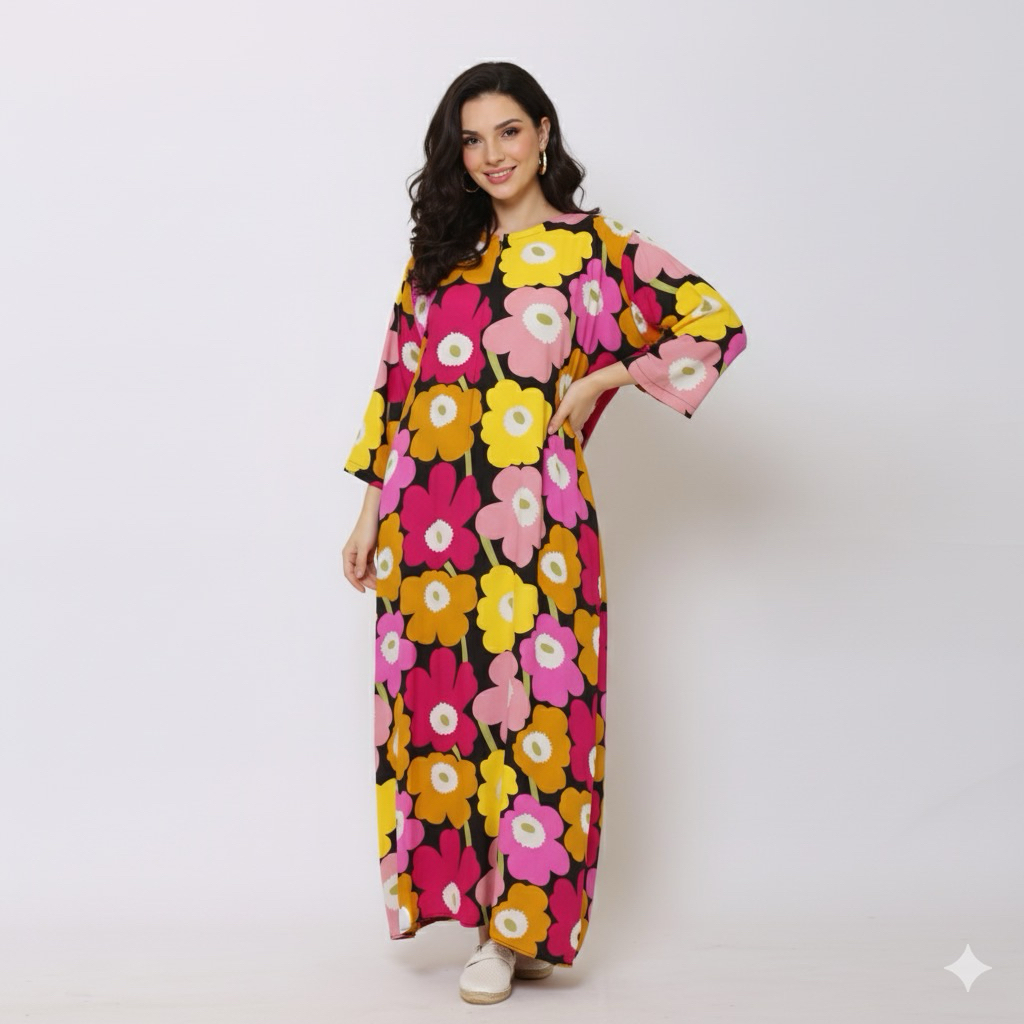Premium Daster Lengan 3/4 Panjang Semata Kaki Motif Cantik/Daster Busui Lengan 3/4