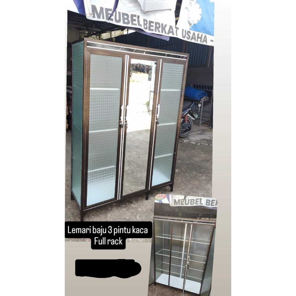 LEMARI BAJU KACA FULL RAK 3 PINTU BANJARMASIN