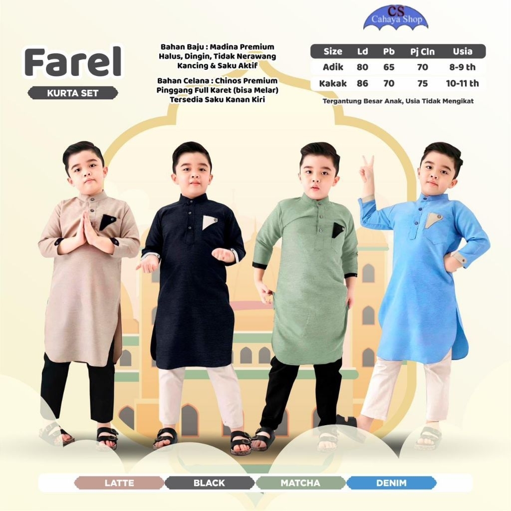 Kutra Set Farel koko kurta anak premium