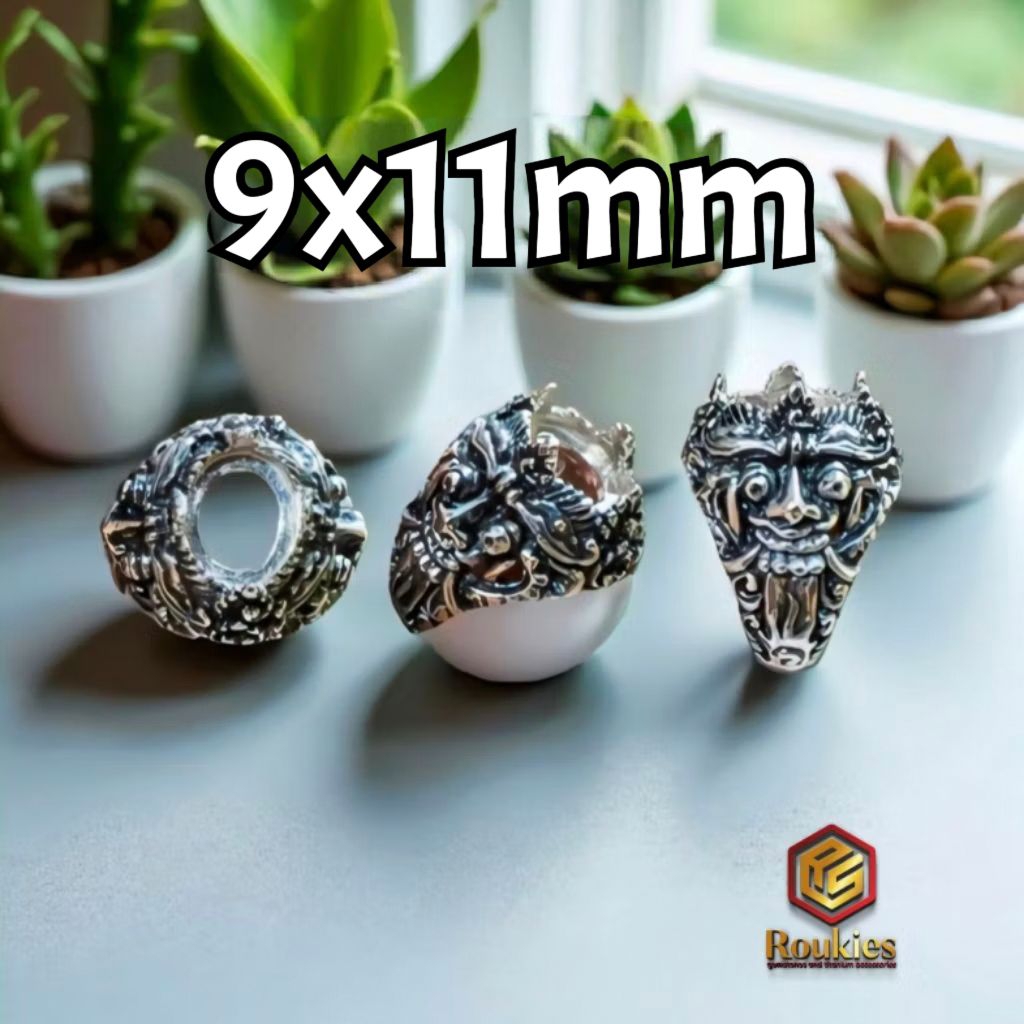 Ikatan Cincin Alpaka Model Barong Ukuran 9x11mm