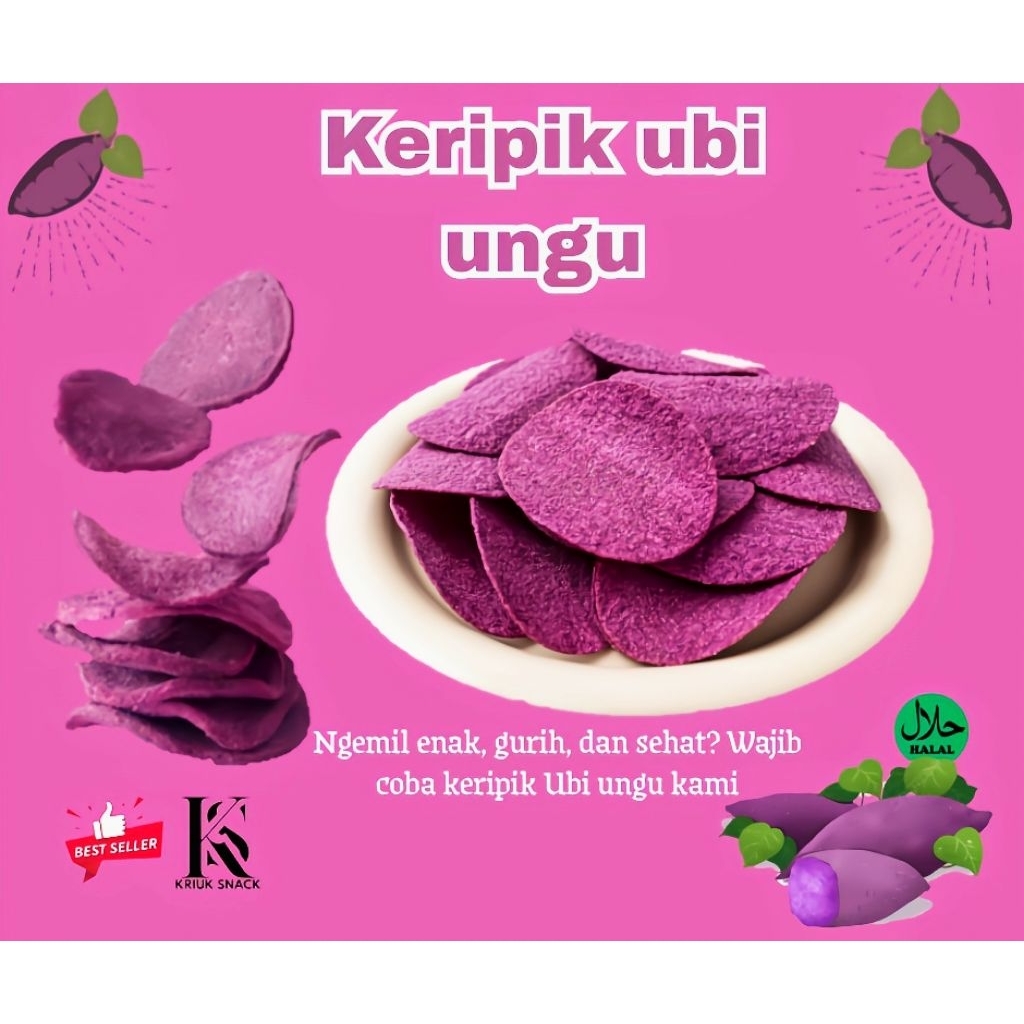 Kripik ubi ungu/ Kripik original ubi 250gram /kripik Keripik Ubi Ungu Premium Olahan Manis Gurih Cem