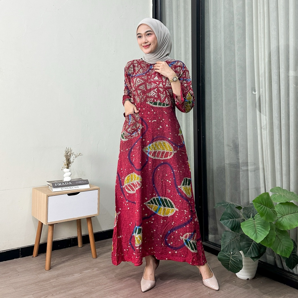 daster Maura daster Maura batik daster standar lengan panjang daster daster kekinian lengan 7/8