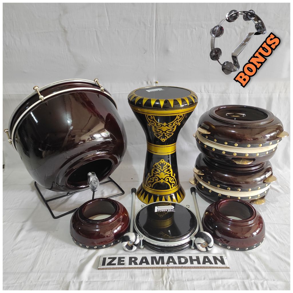 Hadroh Full Set Jepara Polos Lengkap 9 Alat