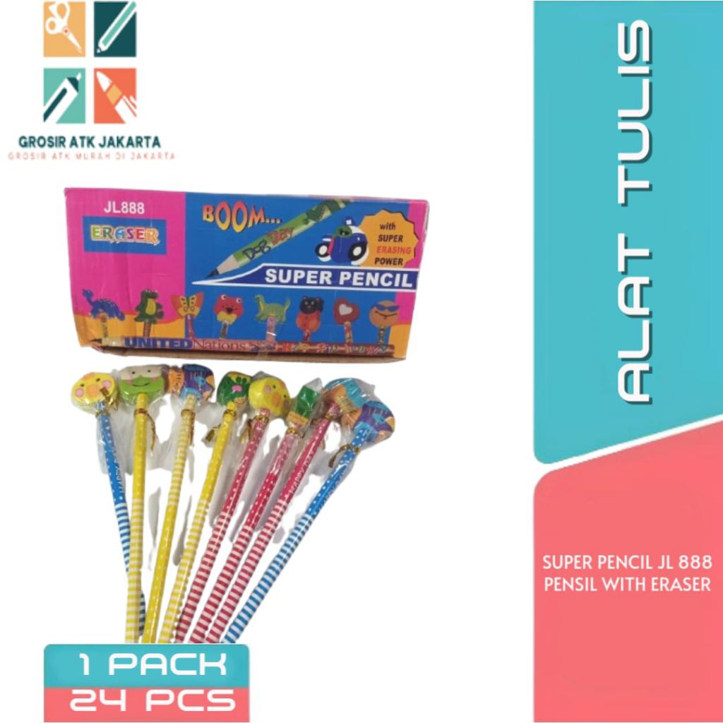 PENSIL WARNA+PENGHAPUS/PENSIL KARAKTER/PENSIL LUCU