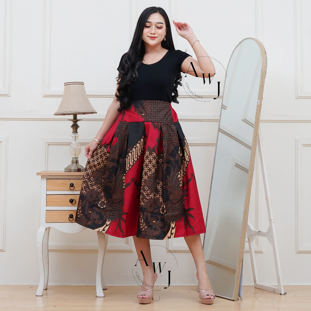 Rok Batik Pendek 7/8 Wanita Katun Adem Fit To XL