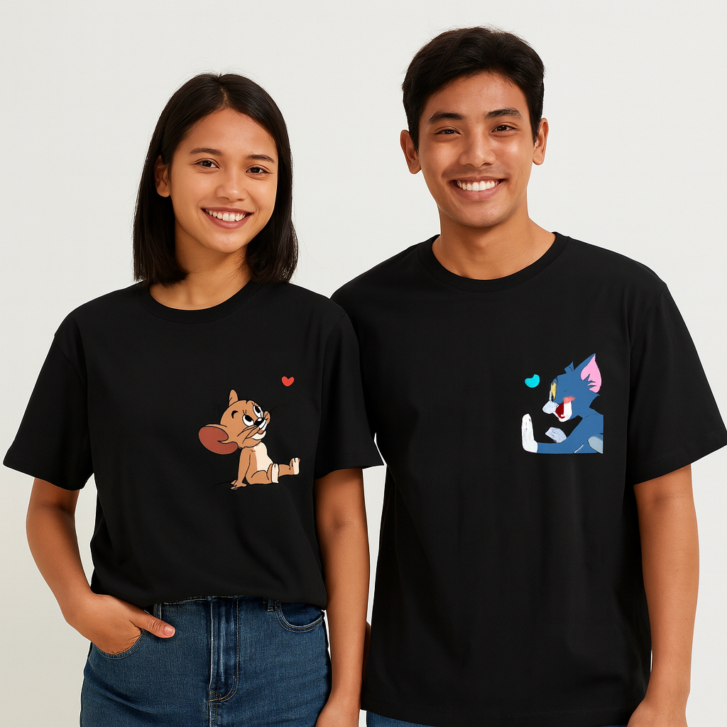 Kaos Couple Tom and Jerry - Kaos Pasangan Lucu & Jenaka Pakaian Couple Kualitas Premium Katun 30s de