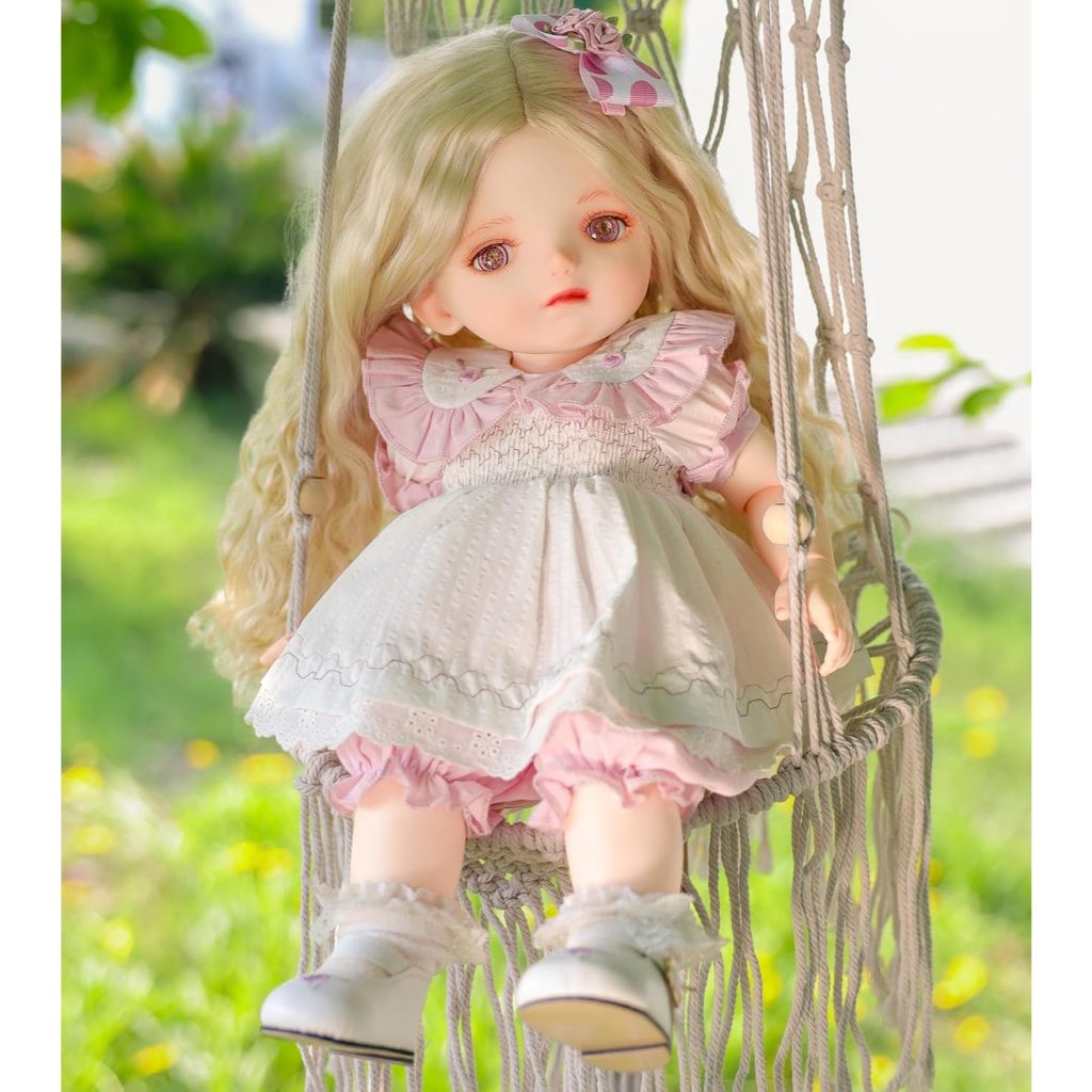 Cloveray BJD Dolls, 1/4 Ball Jointed Doll Fullset with 15 Articulated Joints and Adjustable Glass Ey