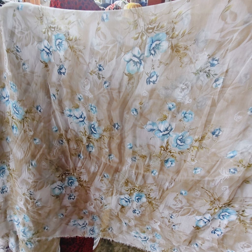 KAIN SIFON KRINGKEL PREMIUM MOTIF BUNGA BESAR SISA GARMENT - KAIN SIFON YORYU MOTIF KEMBANG BESAR - 