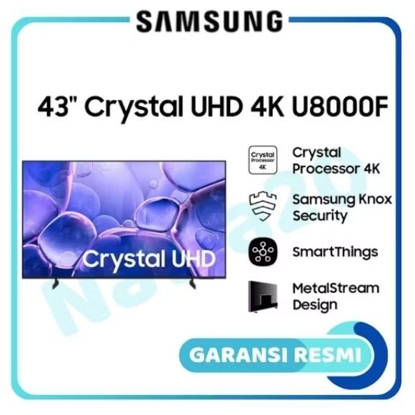 Samsung 43" Crystal UHD 4K U80OOFSmart TV | Crystal Processor 4K | SmartThings I
UA43U8000FKXXD - 43