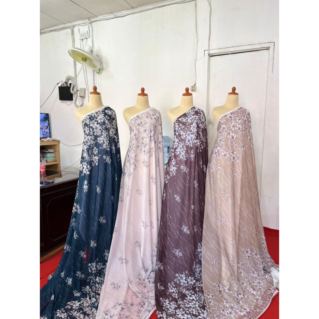 kain ceruty babydoll premiun motif HANIA//ceruti premium//set gamis ceruty motif bunga//kain transpa