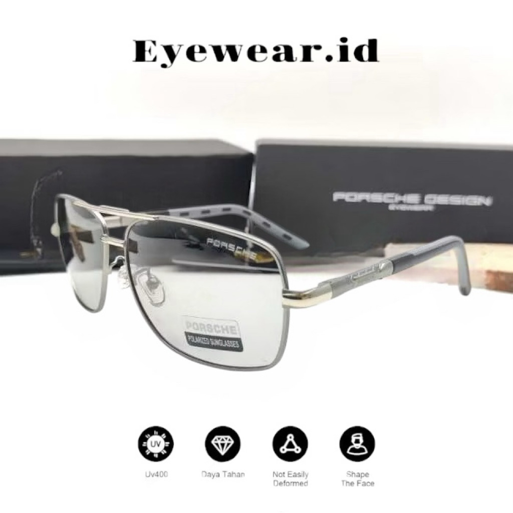 Kacamata Gaya Hitam Pria Wanita Fashion Terbaru P0RSC 8724 Lensa Photocromic Kualitas Premium