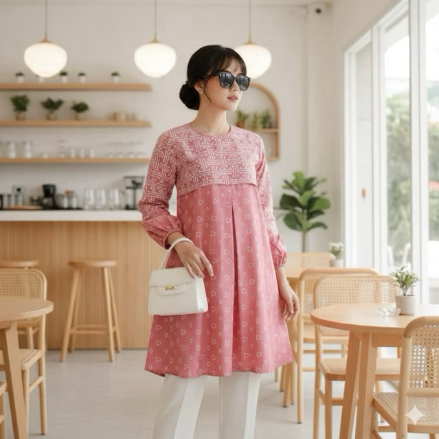 Shanaya Batik Tunik Mauza Cap Garutan Baju Batik Wanita Batik Kerja Formal Cantik Elegan