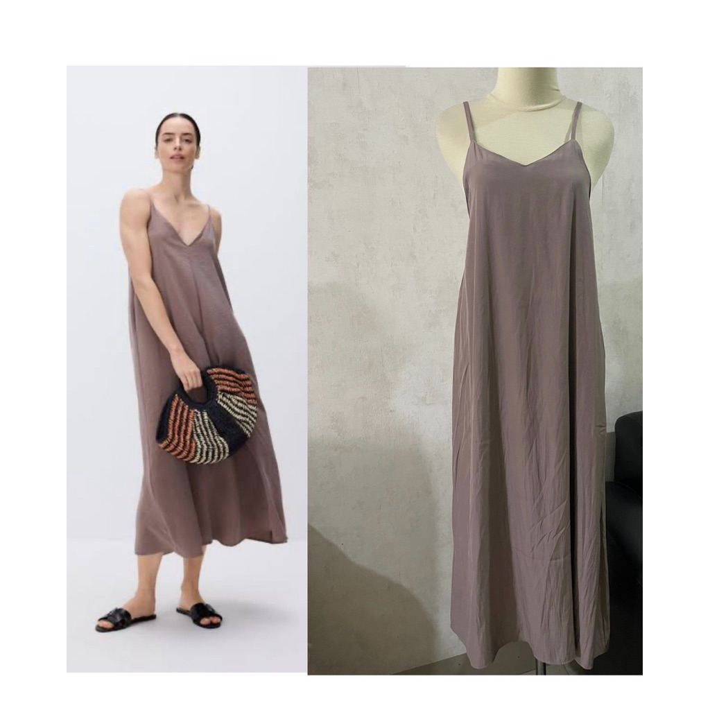 Hudson honey long dress pantai beach dress warna moca size M