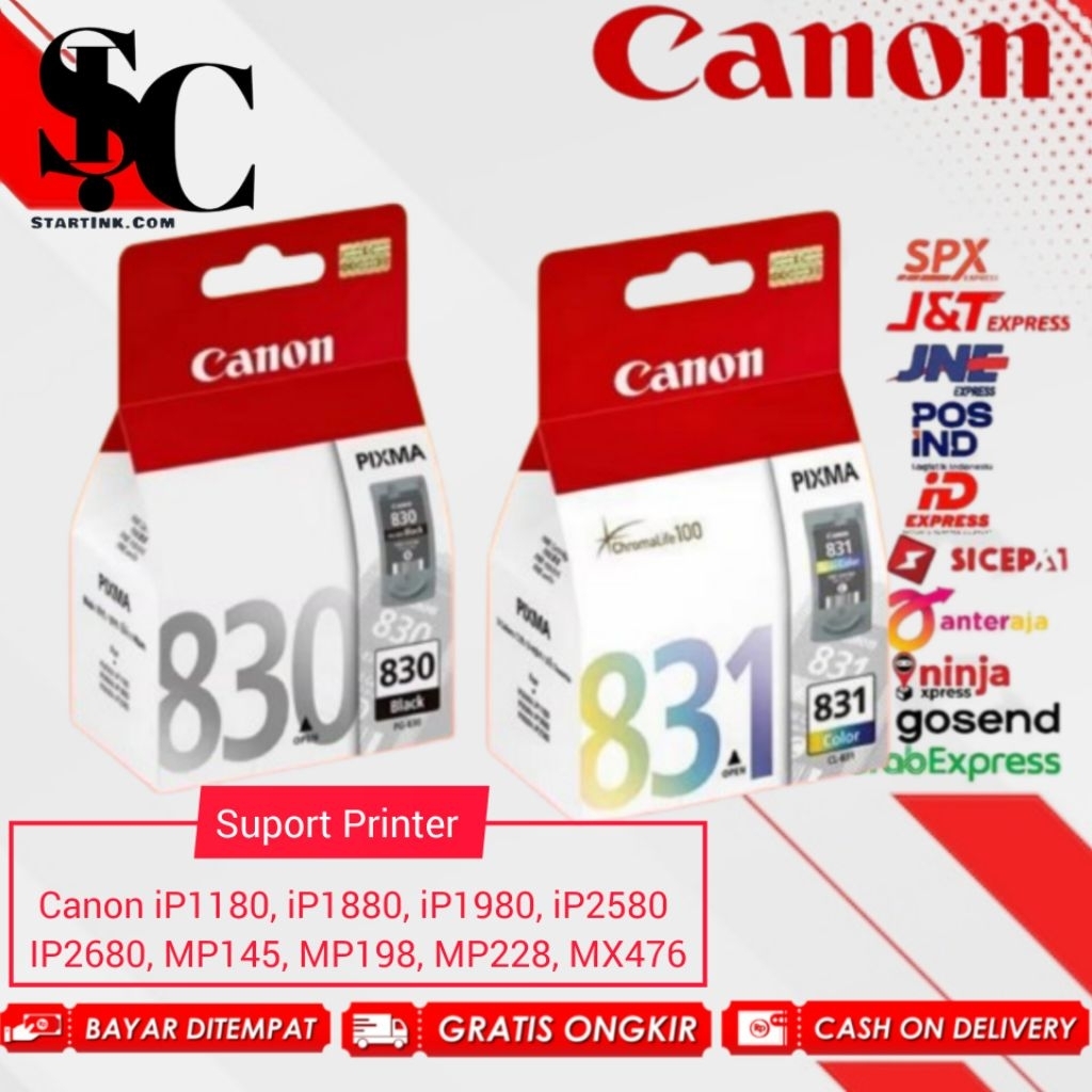 Tinta Cartridge Canon PG-830 CL-831 Black Colour Original Untuk Printer Canon Pixma: iP1180, iP1880,