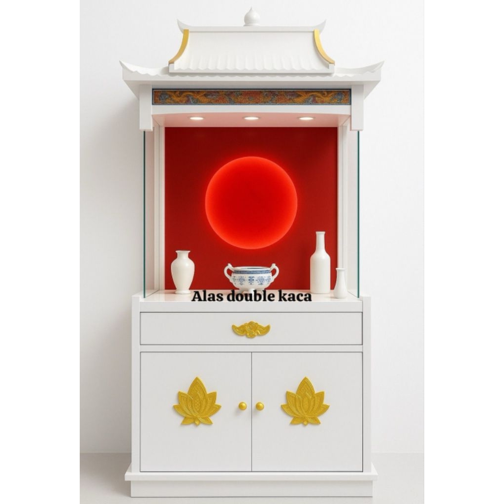 Bufet duco kaca terbaru custom mimbar duco dengan lampu