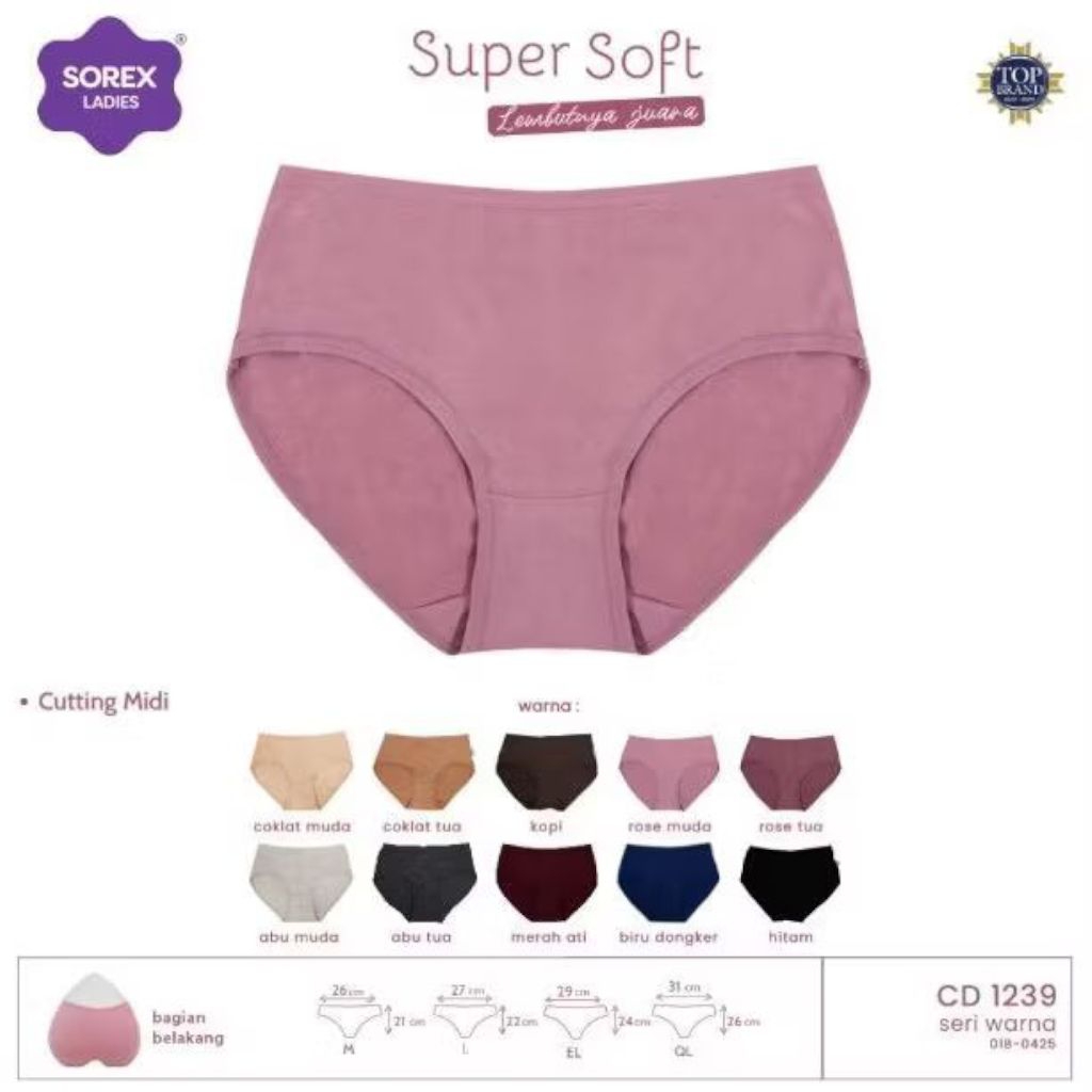 CD Sorex Supersoft 1239 isi 3-6 Pcs | Celana Dalam Wanita Sorex | Cd Sorex Midi Supersoft