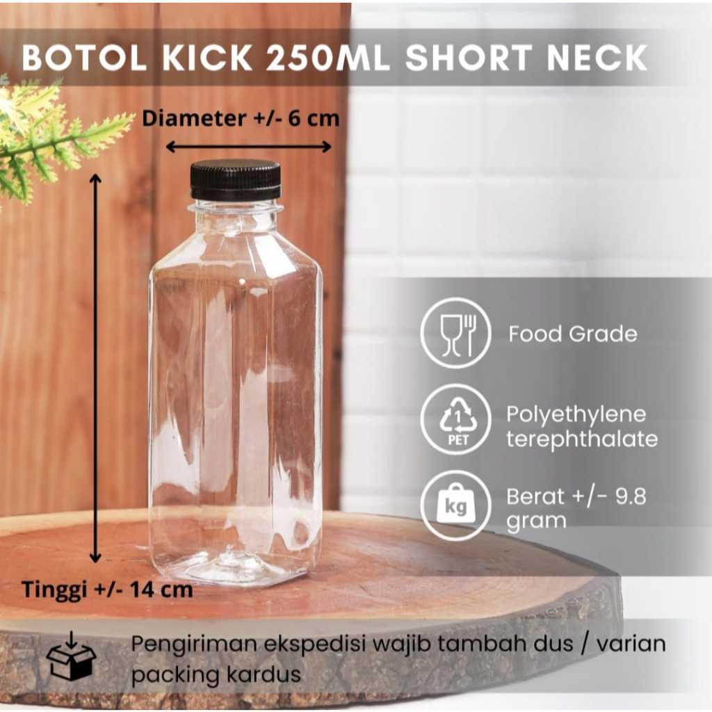 ISI 35 PCS BOTOL KICK 250ML SHORT NECK/ BOTOL JUS/ BOTOL LIANG TEH