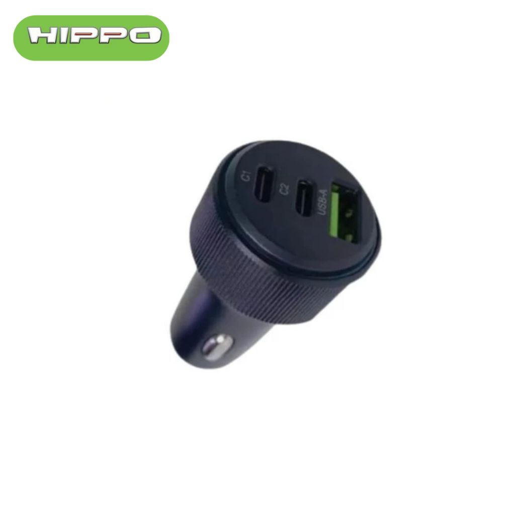 Hippo Elite CAR Charger SV3 66W Total Output - BLACK Triple 3 Ports (2 USB-C Ports & 1 USB-A Port)