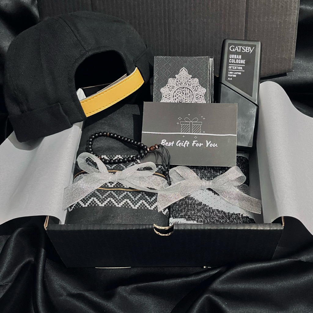 YNKGIFT SET KADO ALAT SHOLAT COWOK DAN ALQURAN | Gift Box Sarung Cowok | hampers sarung cowok