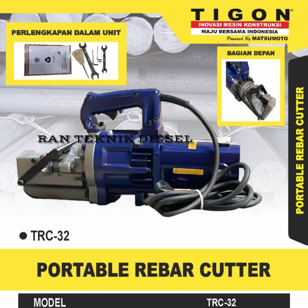 Mesin Portable Rebar Cutter Pemotong Besi TIGON TRC 32