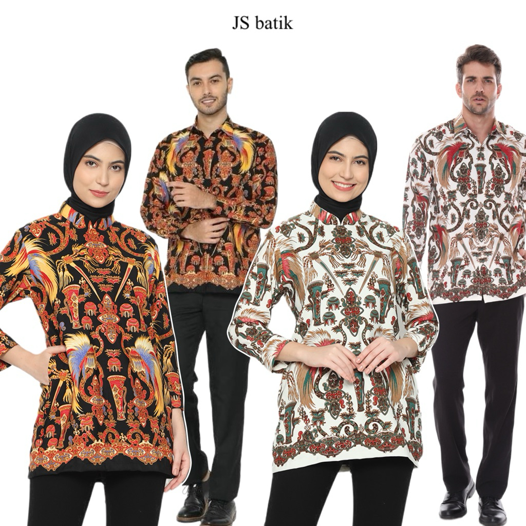 JSBATIK (READY 6 WARNA) Baju Batik Couple Pria dan Wanita Motif Cendrawasih Khas Papua Elegant Viral
