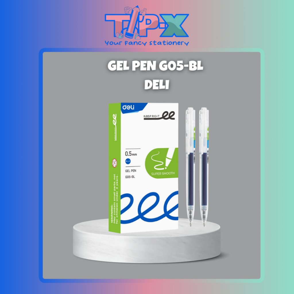 GEL PEN G05-BL DELI/PULPEN DELI TINTA BIRU/PULPEN CETEK DELI