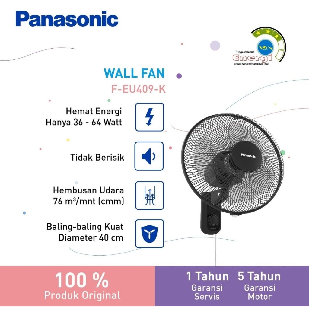 PANASONIC : F-EU409 KIPAS ANGIN DINDING WALL FAN 16 INCH F EU 409
