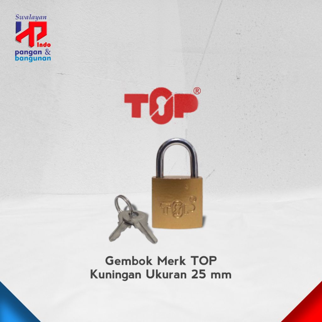 GEMBOK PINTU / GEMBOK KECIL / TOP GEMBOK KUNINGAN MERK TOP UKURAN 25 MM