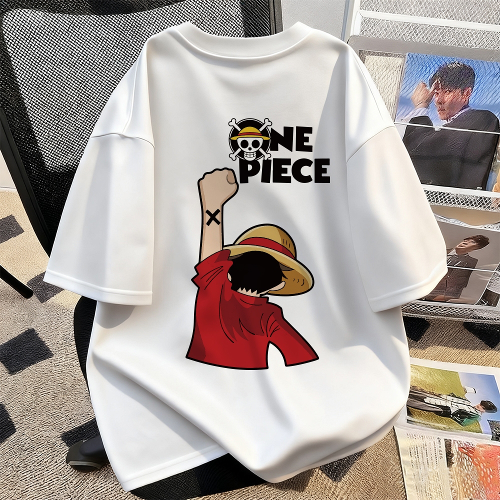 Kaos oblong Pria Oversize premium | Kaos Sablon Anime "luffy one piece" | Kemeja lengan pendek | Baj