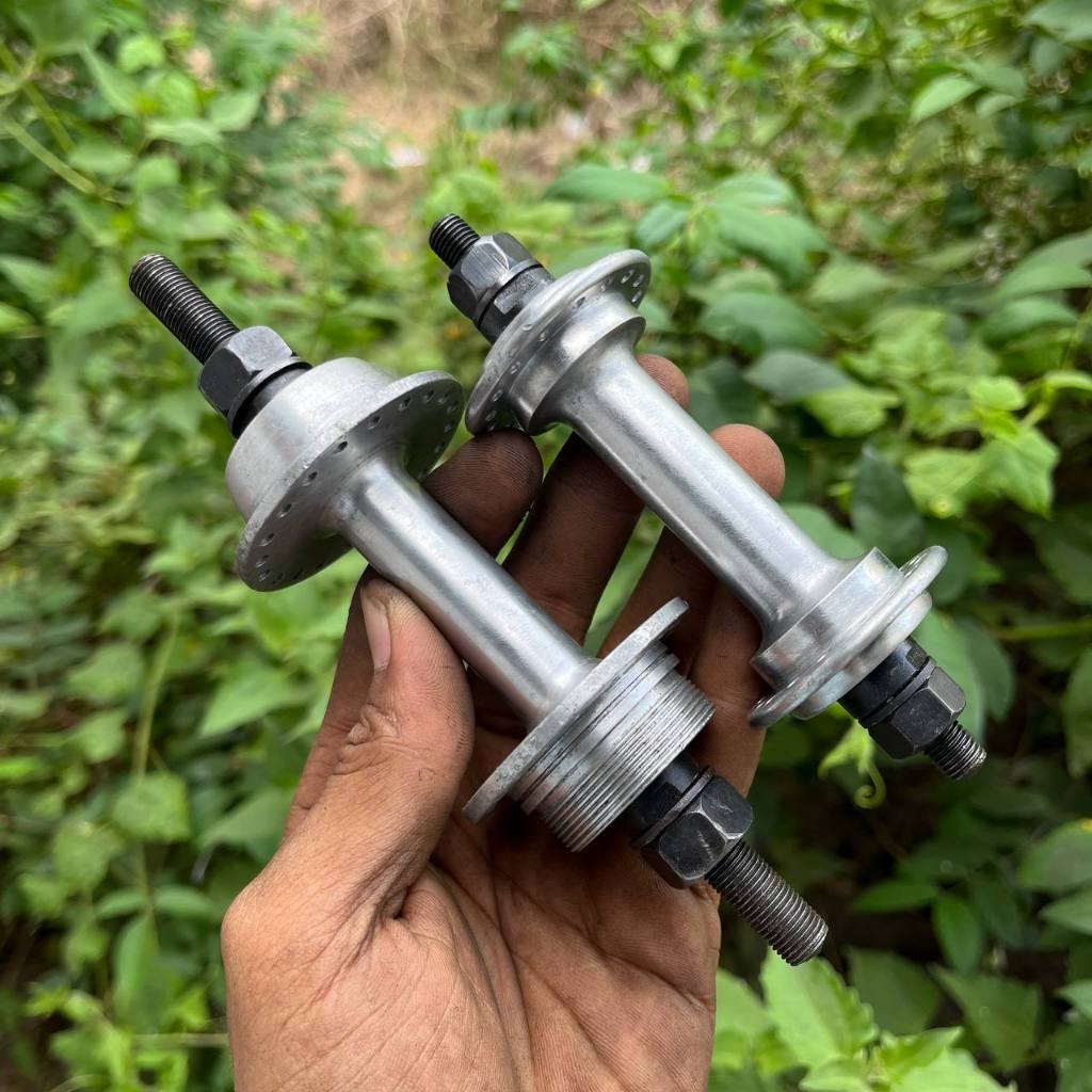 Sepasang hub bos tromol sepeda ulir drat sepeda alloy silver 40-32 hole pelor loncer